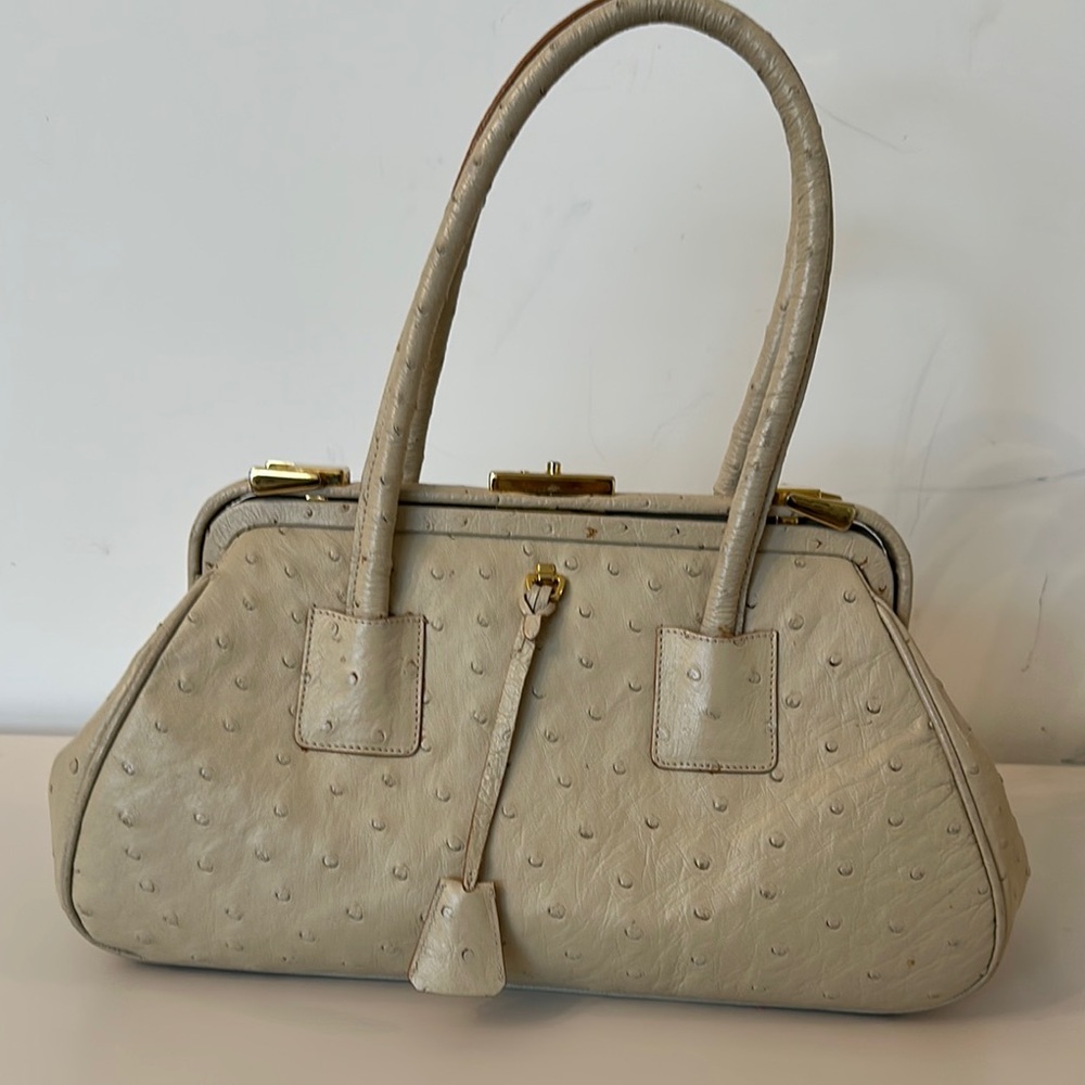 GIORGIO’S Of Palm Beach Elegant Cream Satchel with Structured Design